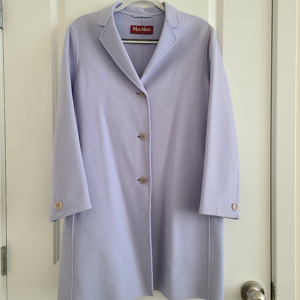 Max Mara Light Blue Single Breasted Coat